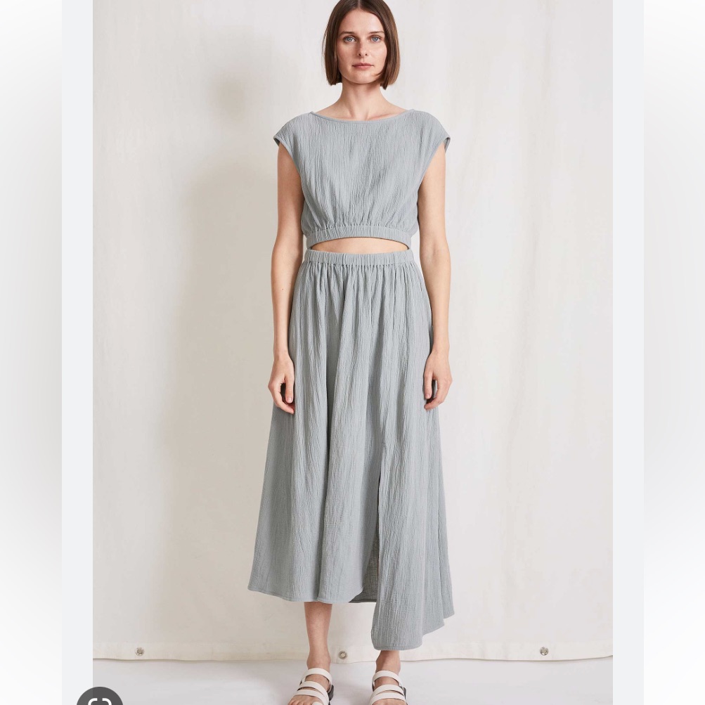 Apiece Apart Marietta Dress Eucalyptus Green Gauze Modern Midi Large